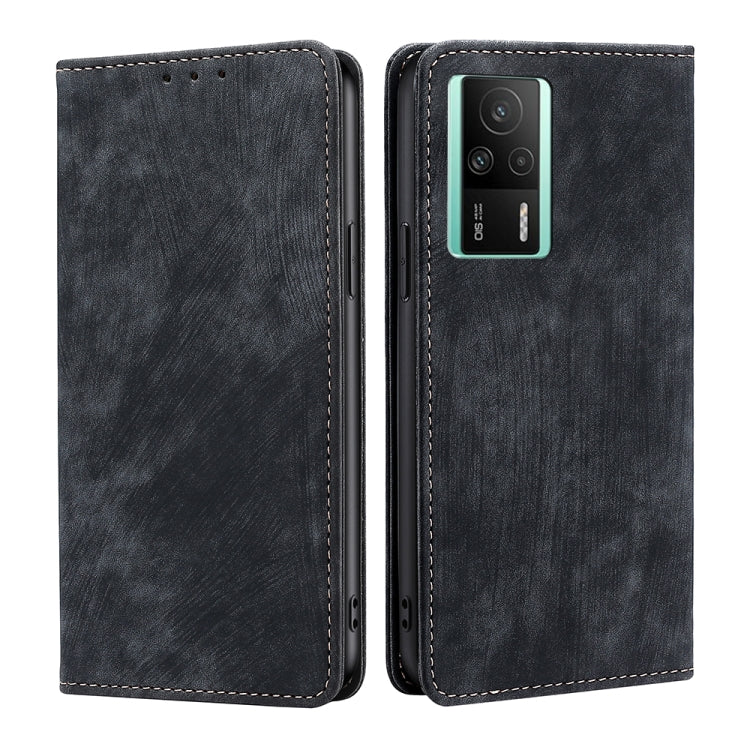 Custodia per telefono in pelle magnetica con spazzola antifurto RFID, For vivo S16 / S16 Pro, For vivo Y02 4G, For Fujitsu Arrows N F-51C, For Xiaomi Redmi K60E