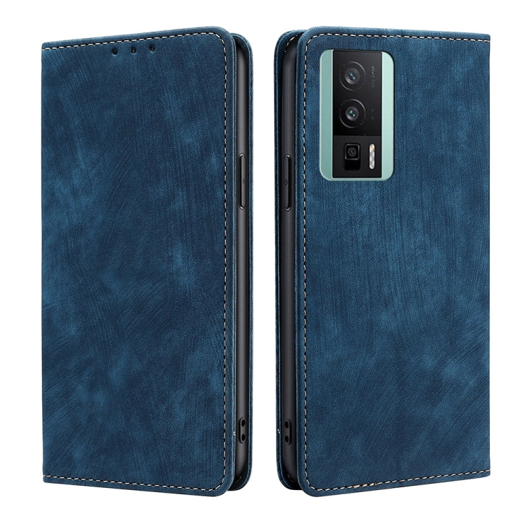 Custodia per telefono in pelle magnetica con spazzola antifurto RFID, For Xiaomi Redmi K60 / K60 Pro, For Honor 80 GT, For OnePlus 11