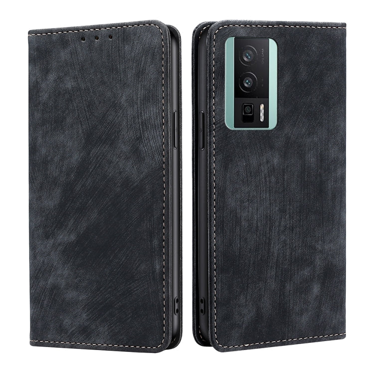 Custodia per telefono in pelle magnetica con spazzola antifurto RFID, For Xiaomi Redmi K60 / K60 Pro, For Honor 80 GT, For OnePlus 11