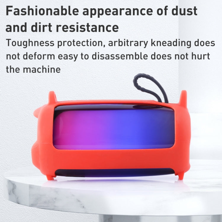 Custodia in silicone per altoparlante Bluetooth con effetto luce colorata con tracolla, For JBL Pulse 5 Black, For JBL Pulse 5 Red, For JBL Pulse 5 Blue
