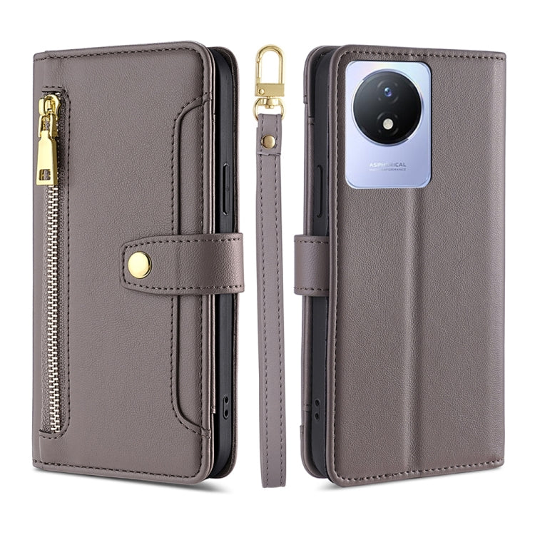 Custodia per telefono in pelle con portafoglio con cerniera a tracolla, For vivo S16 / S16 Pro, For vivo Y02 4G, For Fujitsu Arrows N F-51C, For Xiaomi Redmi K60E