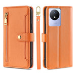 Custodia per telefono in pelle con portafoglio con cerniera a tracolla, For vivo S16 / S16 Pro, For vivo Y02 4G, For Fujitsu Arrows N F-51C, For Xiaomi Redmi K60E