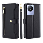 Custodia per telefono in pelle con portafoglio con cerniera a tracolla, For vivo S16 / S16 Pro, For vivo Y02 4G, For Fujitsu Arrows N F-51C, For Xiaomi Redmi K60E
