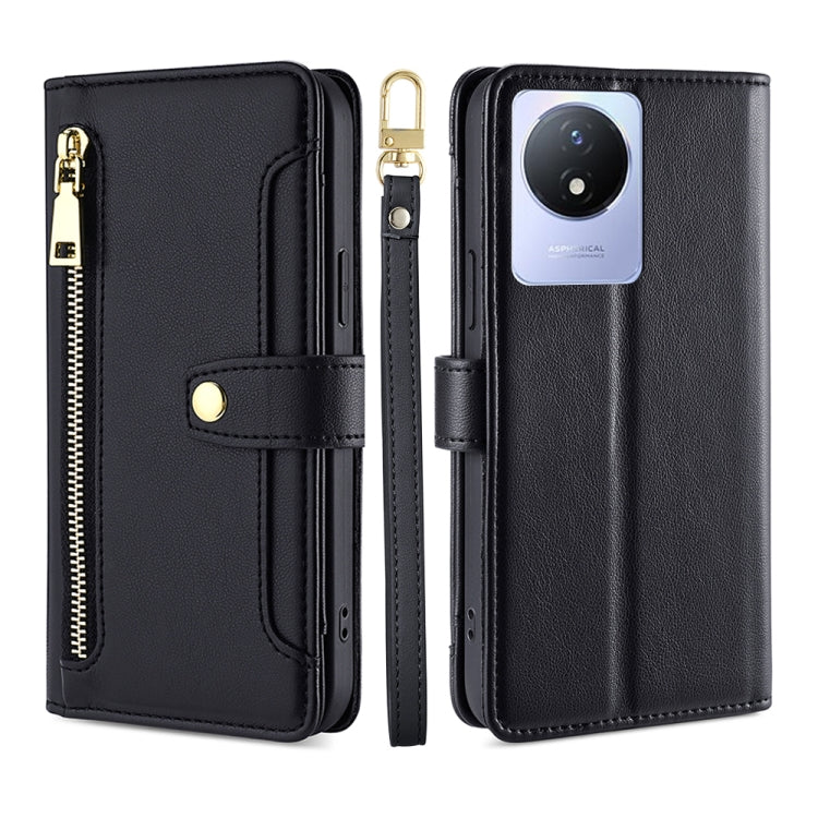Custodia per telefono in pelle con portafoglio con cerniera a tracolla, For vivo S16 / S16 Pro, For vivo Y02 4G, For Fujitsu Arrows N F-51C, For Xiaomi Redmi K60E