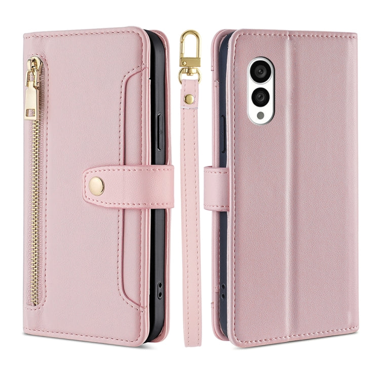 Custodia per telefono in pelle con portafoglio con cerniera a tracolla, For vivo S16 / S16 Pro, For vivo Y02 4G, For Fujitsu Arrows N F-51C, For Xiaomi Redmi K60E
