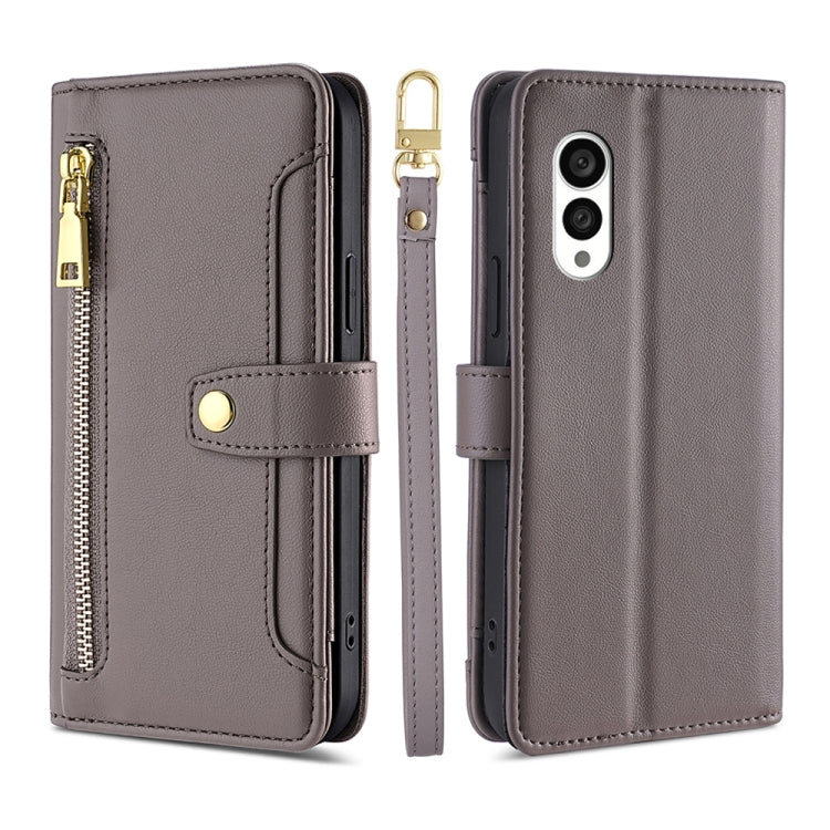 Custodia per telefono in pelle con portafoglio con cerniera a tracolla, For vivo S16 / S16 Pro, For vivo Y02 4G, For Fujitsu Arrows N F-51C, For Xiaomi Redmi K60E