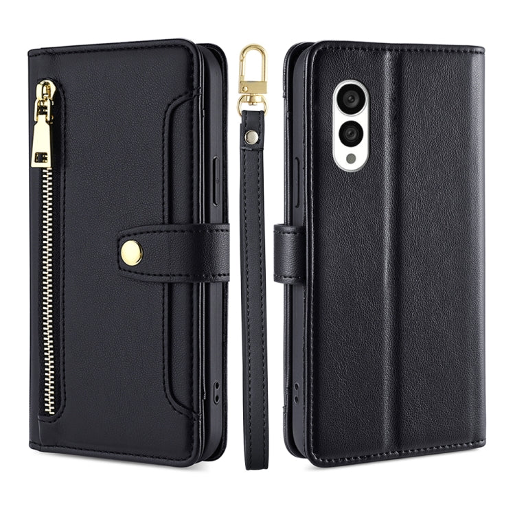 Custodia per telefono in pelle con portafoglio con cerniera a tracolla, For vivo S16 / S16 Pro, For vivo Y02 4G, For Fujitsu Arrows N F-51C, For Xiaomi Redmi K60E