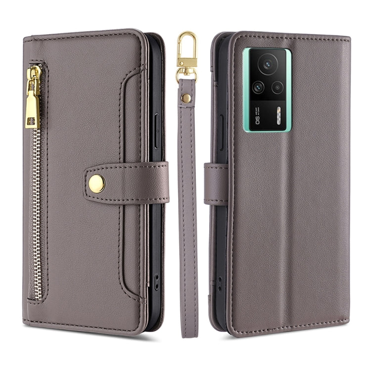 Custodia per telefono in pelle con portafoglio con cerniera a tracolla, For vivo S16 / S16 Pro, For vivo Y02 4G, For Fujitsu Arrows N F-51C, For Xiaomi Redmi K60E