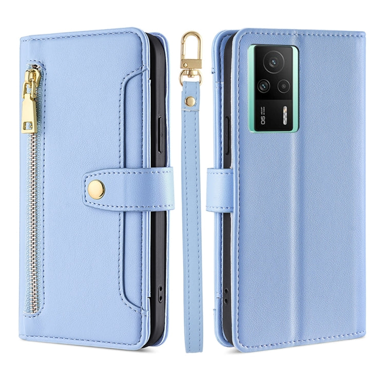 Custodia per telefono in pelle con portafoglio con cerniera a tracolla, For vivo S16 / S16 Pro, For vivo Y02 4G, For Fujitsu Arrows N F-51C, For Xiaomi Redmi K60E
