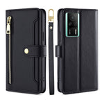 Custodia per telefono in pelle con portafoglio con cerniera a tracolla, For vivo S16 / S16 Pro, For vivo Y02 4G, For Fujitsu Arrows N F-51C, For Xiaomi Redmi K60E