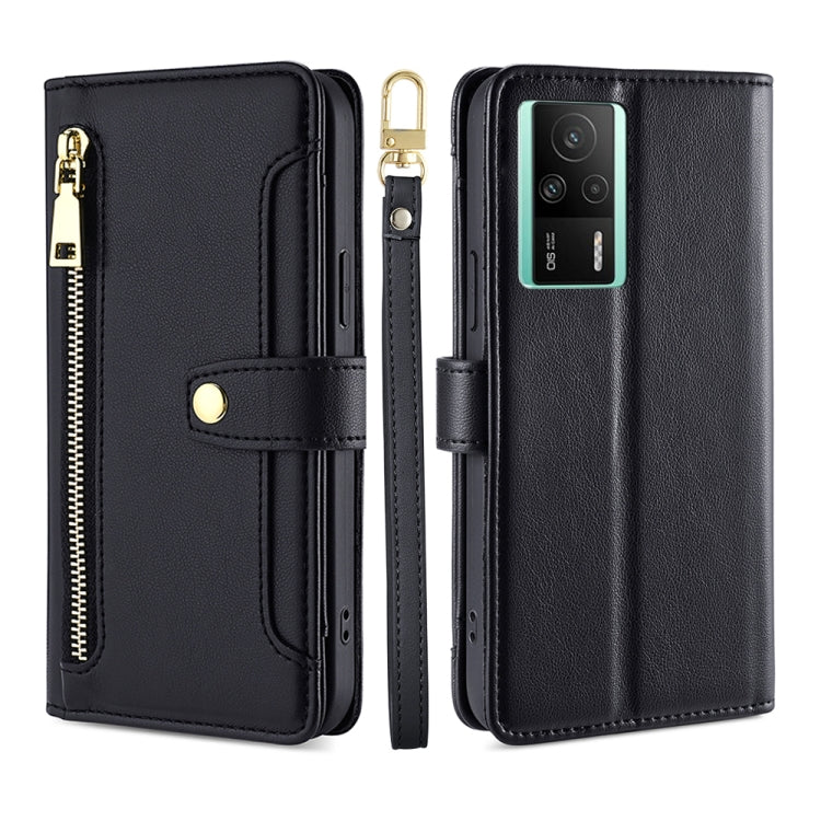 Custodia per telefono in pelle con portafoglio con cerniera a tracolla, For vivo S16 / S16 Pro, For vivo Y02 4G, For Fujitsu Arrows N F-51C, For Xiaomi Redmi K60E