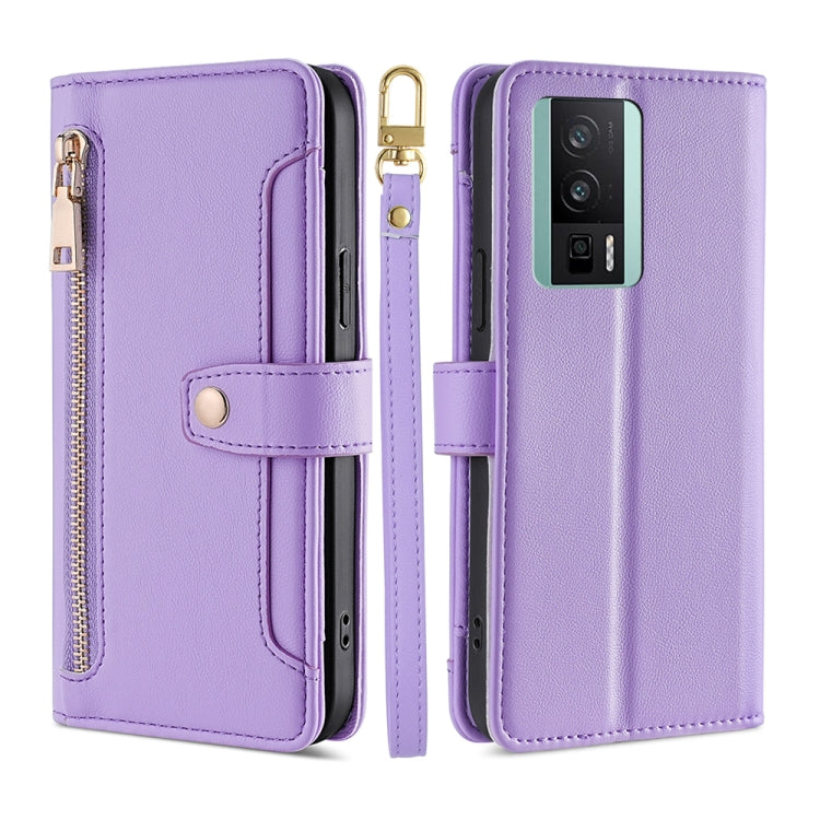 Custodia per telefono in pelle con portafoglio con cerniera a tracolla, For Xiaomi Redmi K60 / K60 Pro, For Honor 80 GT, For OnePlus 11
