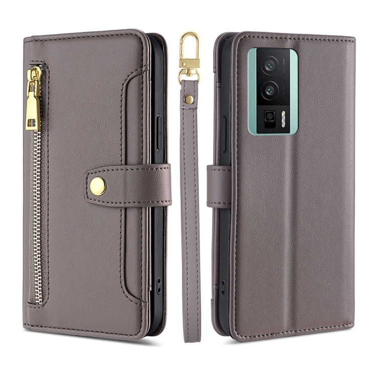Custodia per telefono in pelle con portafoglio con cerniera a tracolla, For Xiaomi Redmi K60 / K60 Pro, For Honor 80 GT, For OnePlus 11