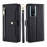 Custodia per telefono in pelle con portafoglio con cerniera a tracolla, For Xiaomi Redmi K60 / K60 Pro, For Honor 80 GT, For OnePlus 11