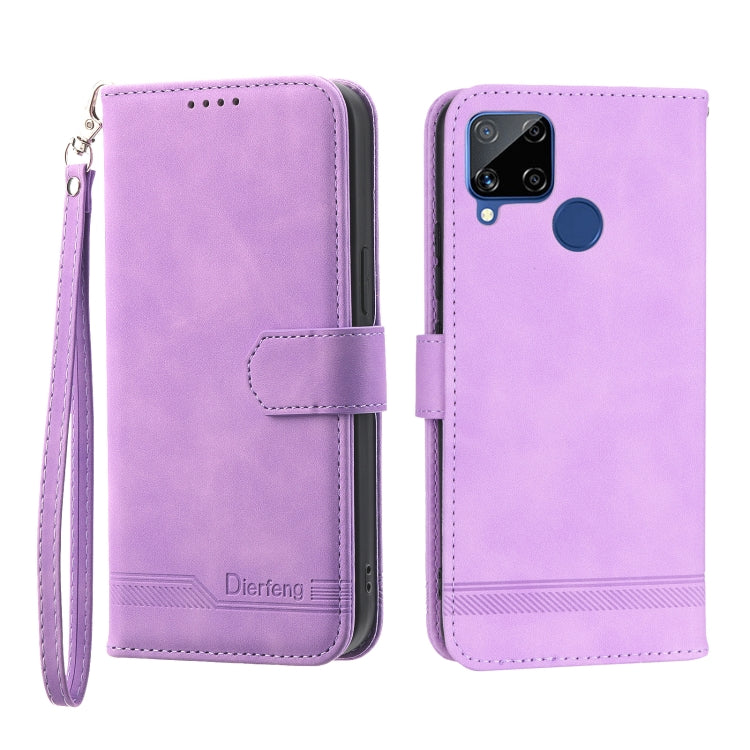 Dierfeng Dream Line TPU + Custodia per telefono in pelle PU, For OPPO Reno8 Pro, For Realme 9i, For Realme C12 / C15 / C25