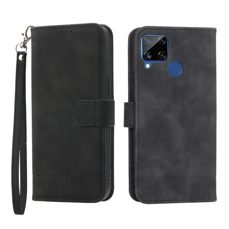Dierfeng Dream Line TPU + Custodia per telefono in pelle PU, For OPPO Reno8 Pro, For Realme 9i, For Realme C12 / C15 / C25