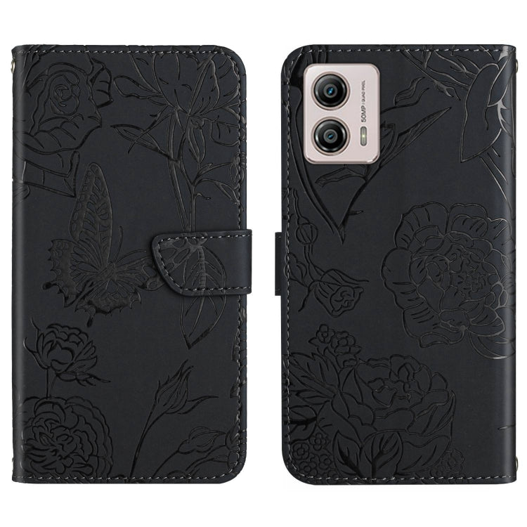 HT03 Cassa del telefono di cuoio di vibrazione impressa farfalla di sensibilità della pelle, For Motorola Moto E13 4G, For Motorola Edge+ 2023, For Motorola Moto G23 4G/G13 4G, For Motorola Moto G53 5G/G13/G23