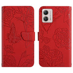 HT03 Cassa del telefono di cuoio di vibrazione impressa farfalla di sensibilità della pelle, For Motorola Moto E13 4G, For Motorola Edge+ 2023, For Motorola Moto G23 4G/G13 4G, For Motorola Moto G53 5G/G13/G23