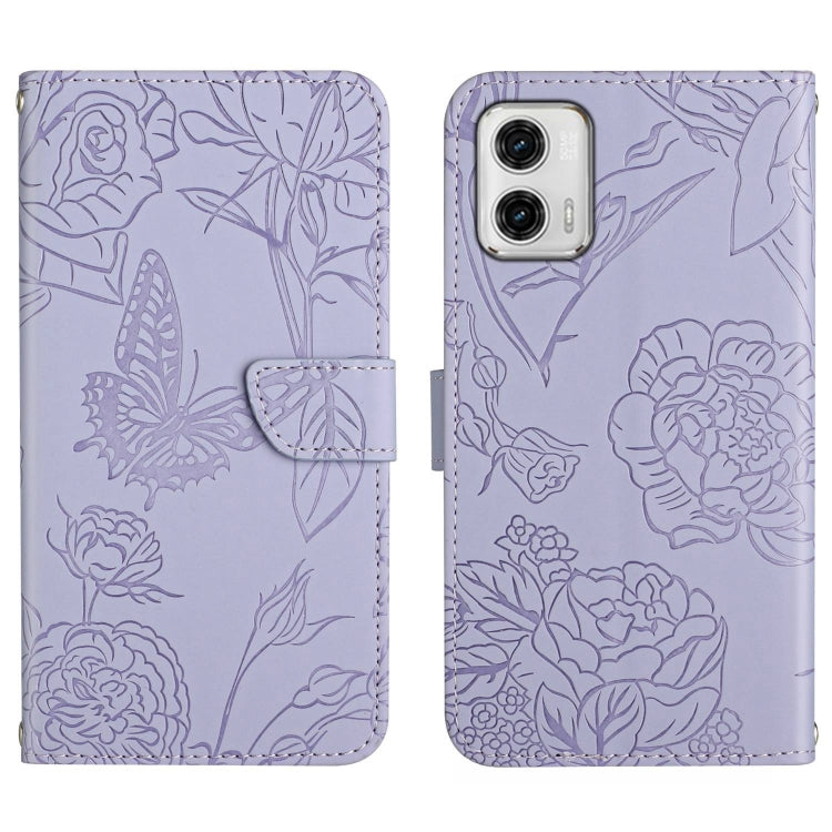HT03 Cassa del telefono di cuoio di vibrazione impressa farfalla di sensibilità della pelle, For Motorola Moto G73 5G, For OPPO A58 5G/A78 5G, For OPPO Reno8 T 4G, For TCL 40 SE