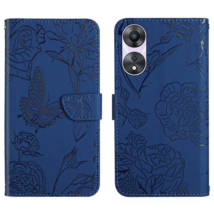HT03 Cassa del telefono di cuoio di vibrazione impressa farfalla di sensibilità della pelle, For Motorola Moto G73 5G, For OPPO A58 5G/A78 5G, For OPPO Reno8 T 4G, For TCL 40 SE