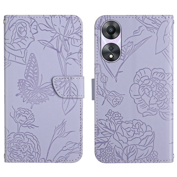 HT03 Cassa del telefono di cuoio di vibrazione impressa farfalla di sensibilità della pelle, For Motorola Moto G73 5G, For OPPO A58 5G/A78 5G, For OPPO Reno8 T 4G, For TCL 40 SE