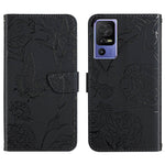 HT03 Cassa del telefono di cuoio di vibrazione impressa farfalla di sensibilità della pelle, For Motorola Moto G73 5G, For OPPO A58 5G/A78 5G, For OPPO Reno8 T 4G, For TCL 40 SE