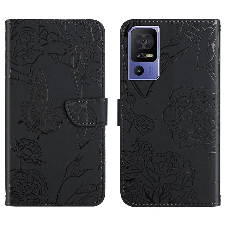 HT03 Cassa del telefono di cuoio di vibrazione impressa farfalla di sensibilità della pelle, For Motorola Moto G73 5G, For OPPO A58 5G/A78 5G, For OPPO Reno8 T 4G, For TCL 40 SE