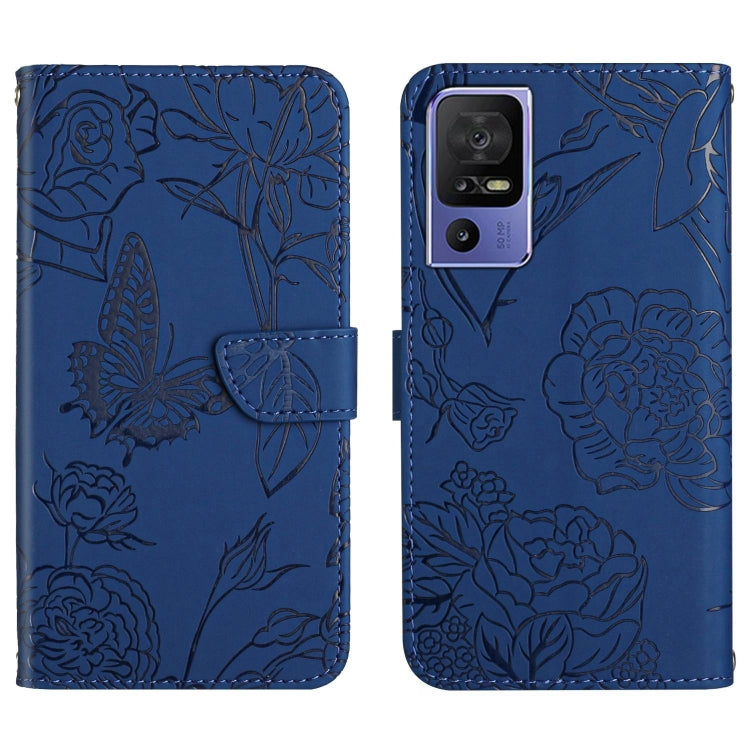 HT03 Cassa del telefono di cuoio di vibrazione impressa farfalla di sensibilità della pelle, For Motorola Moto G73 5G, For OPPO A58 5G/A78 5G, For OPPO Reno8 T 4G, For TCL 40 SE