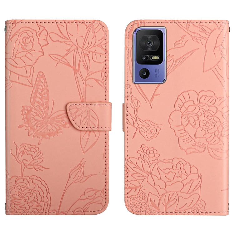 HT03 Cassa del telefono di cuoio di vibrazione impressa farfalla di sensibilità della pelle, For Motorola Moto G73 5G, For OPPO A58 5G/A78 5G, For OPPO Reno8 T 4G, For TCL 40 SE