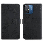 HT03 Cassa del telefono di cuoio di vibrazione impressa farfalla di sensibilità della pelle, For Xiaomi Redmi 11A 4G