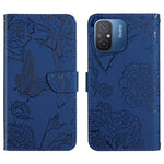 HT03 Cassa del telefono di cuoio di vibrazione impressa farfalla di sensibilità della pelle, For Xiaomi Redmi 11A 4G