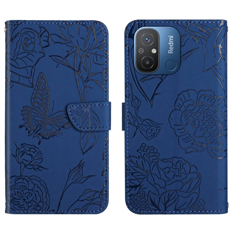 HT03 Cassa del telefono di cuoio di vibrazione impressa farfalla di sensibilità della pelle, For Xiaomi Redmi 11A 4G