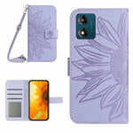 HT04 Skin Feel Sun Flower Custodia in pelle con flip in rilievo con cordino, For Motorola Moto E13 4G, For Motorola Edge+ 2023
