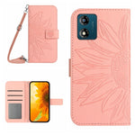 HT04 Skin Feel Sun Flower Custodia in pelle con flip in rilievo con cordino, For Motorola Moto E13 4G, For Motorola Edge+ 2023
