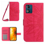 HT04 Skin Feel Sun Flower Custodia in pelle con flip in rilievo con cordino, For Motorola Moto E13 4G, For Motorola Edge+ 2023