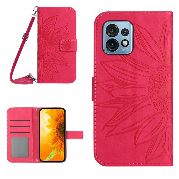 HT04 Skin Feel Sun Flower Custodia in pelle con flip in rilievo con cordino, For Motorola Moto E13 4G, For Motorola Edge+ 2023