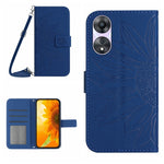 HT04 Skin Feel Sun Flower Custodia in pelle con flip in rilievo con cordino, For Motorola Moto G73 5G, For OPPO A58 5G/A78 5G