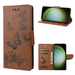 Custodia per cellulare in pelle flip orizzontale goffrata farfalla, For Samsung Galaxy S23 Ultra 5G