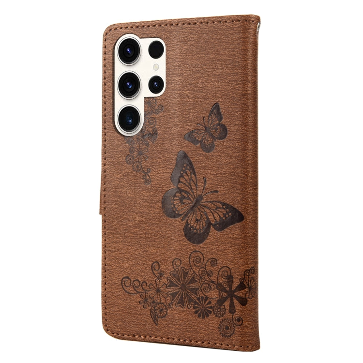 Custodia per cellulare in pelle flip orizzontale goffrata farfalla, For Samsung Galaxy S23 Ultra 5G