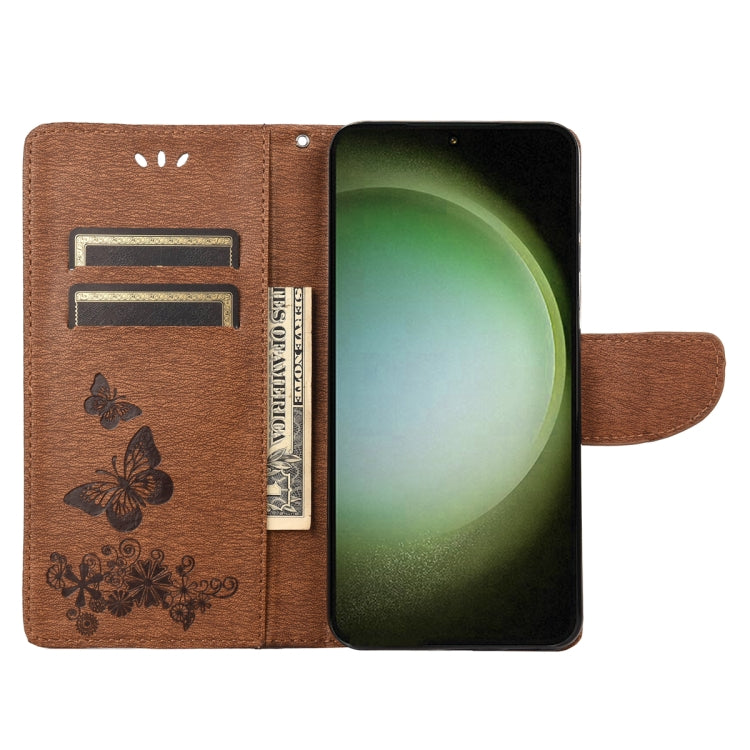 Custodia per cellulare in pelle flip orizzontale goffrata farfalla, For Samsung Galaxy S23 Ultra 5G