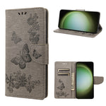 Custodia per cellulare in pelle flip orizzontale goffrata farfalla, For Samsung Galaxy S23 Ultra 5G