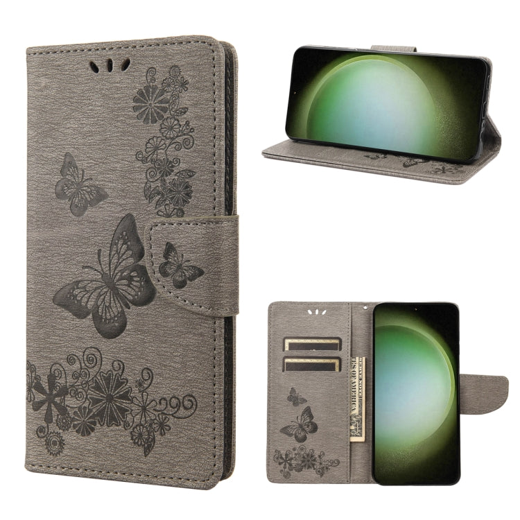 Custodia per cellulare in pelle flip orizzontale goffrata farfalla, For Samsung Galaxy S23 Ultra 5G