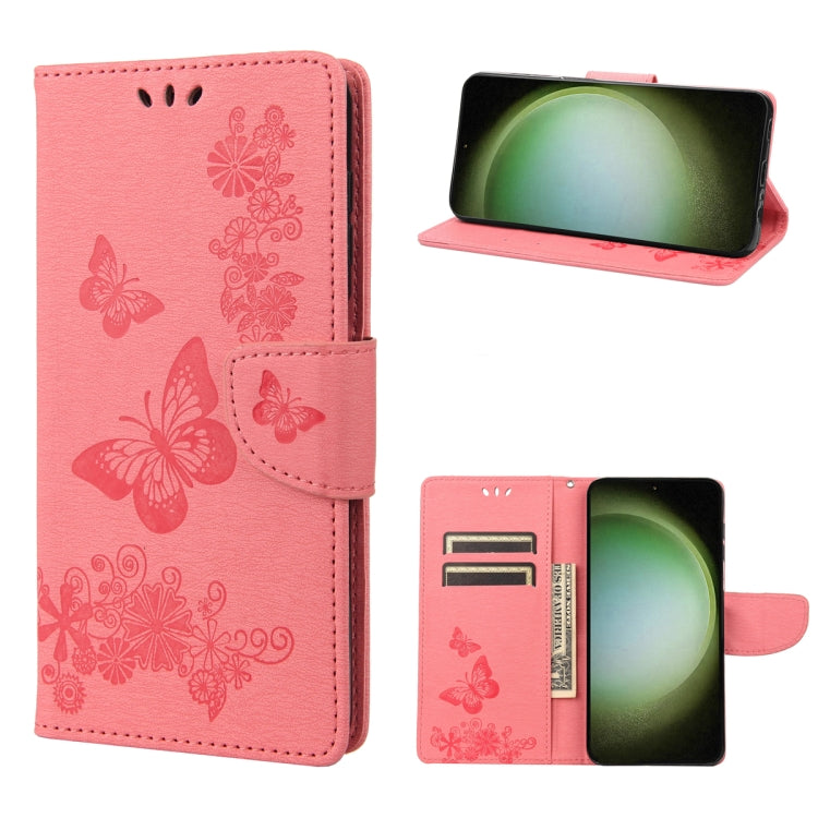 Custodia per cellulare in pelle flip orizzontale goffrata farfalla, For Samsung Galaxy S23 Ultra 5G