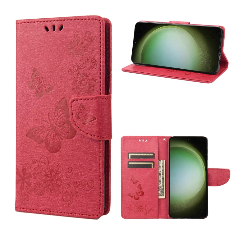 Custodia per cellulare in pelle flip orizzontale goffrata farfalla, For Samsung Galaxy S23 Ultra 5G