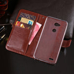idewei Custodia in pelle a vibrazione orizzontale Crazy Horse Texture con supporto e slot per carte e portafoglio, For LG X power3