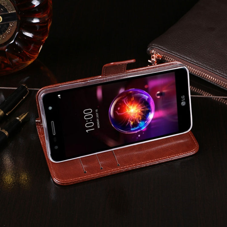 idewei Custodia in pelle a vibrazione orizzontale Crazy Horse Texture con supporto e slot per carte e portafoglio, For LG X power3
