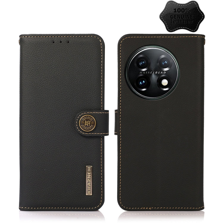 Custodia per telefono in vera pelle KHAZNEH Custer Texture RFID, For OnePlus 11
