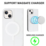 Custodia per telefono in pelle a portafoglio antifurto Rhombic MagSafe RFID, For iPhone 14, For iPhone 14 Plus, For iPhone 14 Pro
