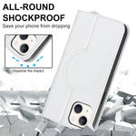 Custodia per telefono in pelle a portafoglio antifurto Rhombic MagSafe RFID, For iPhone 14, For iPhone 14 Plus, For iPhone 14 Pro