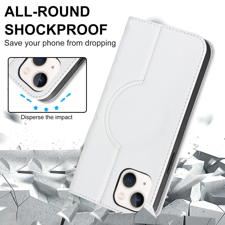 Custodia per telefono in pelle a portafoglio antifurto Rhombic MagSafe RFID, For iPhone 14, For iPhone 14 Plus, For iPhone 14 Pro